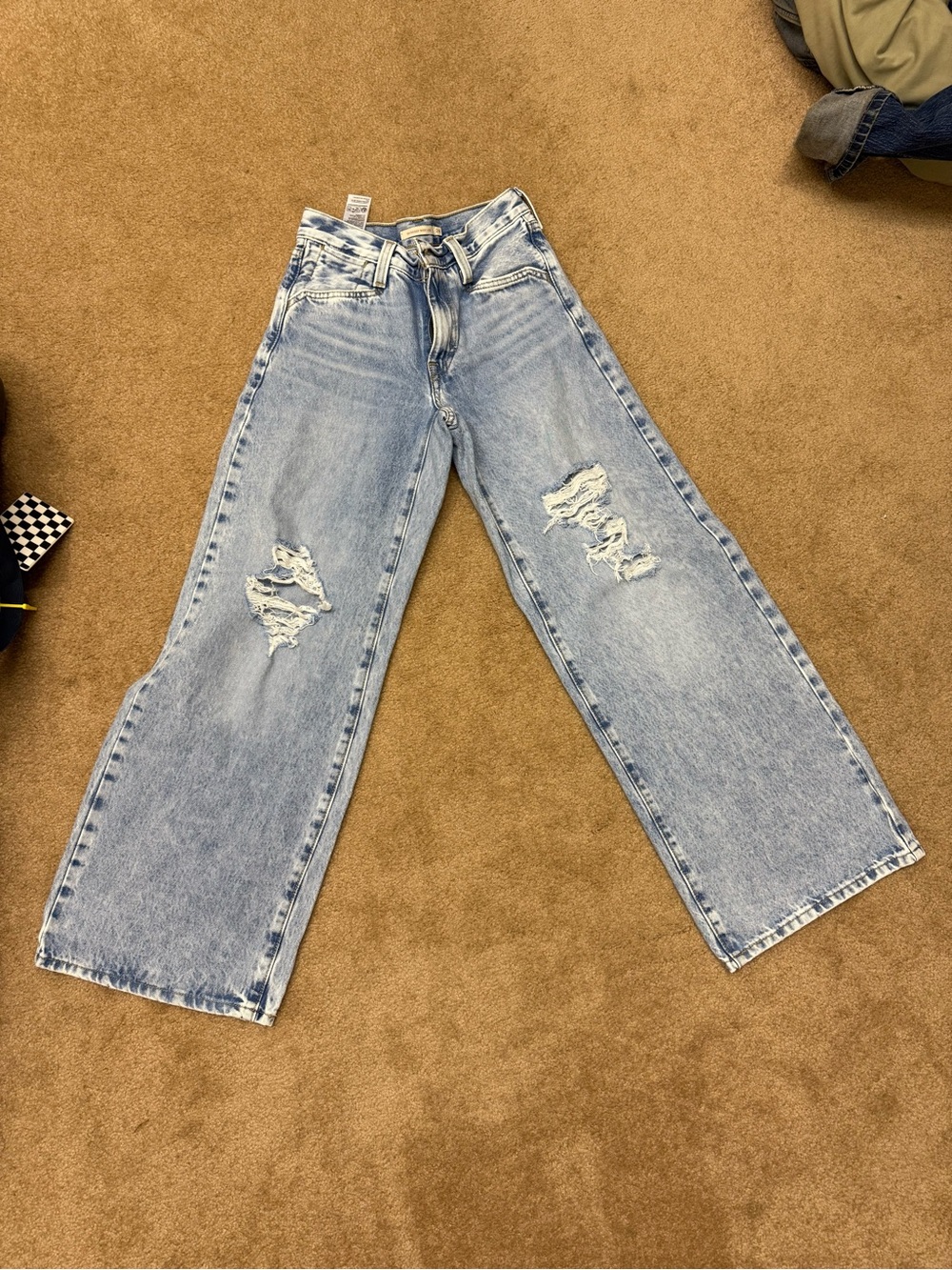 Levi's Light Blue Distressed Wide Leg Jeans